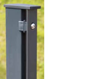 Pfosten für 630-2430 Doppelstabmattenzaun 1.100-3.000mm lang Zaunpfosten PCS – ZAUNDISCOUNT, Zaunpfosten 60×40mm feuerverzinkt für Doppelstabmatten, Ersatz für rostige Holzpfosten