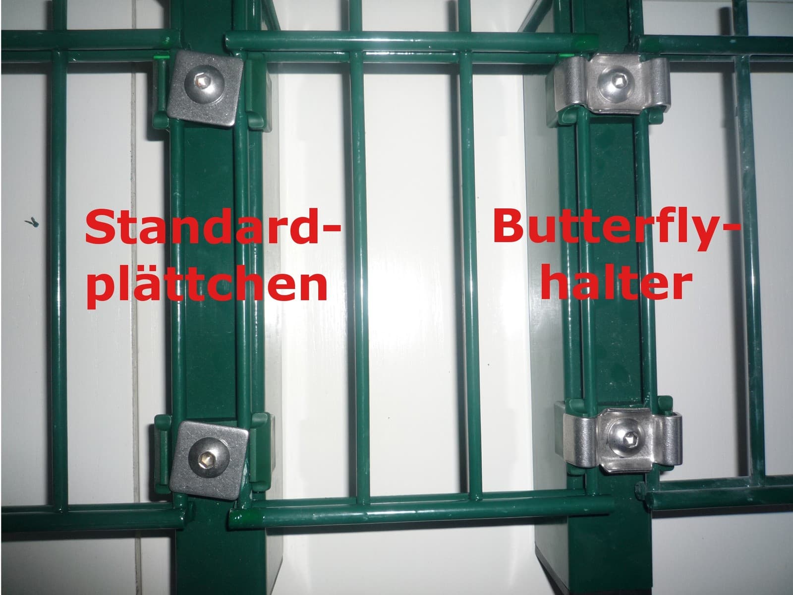 25 - 100 Stück Gittermattenhalter Butterfly Zaun Gittermatten Klemmstück Steher – ZAUNDISCOUNT, Zaun direkt vom Hersteller seit 2005 – Ansicht 2