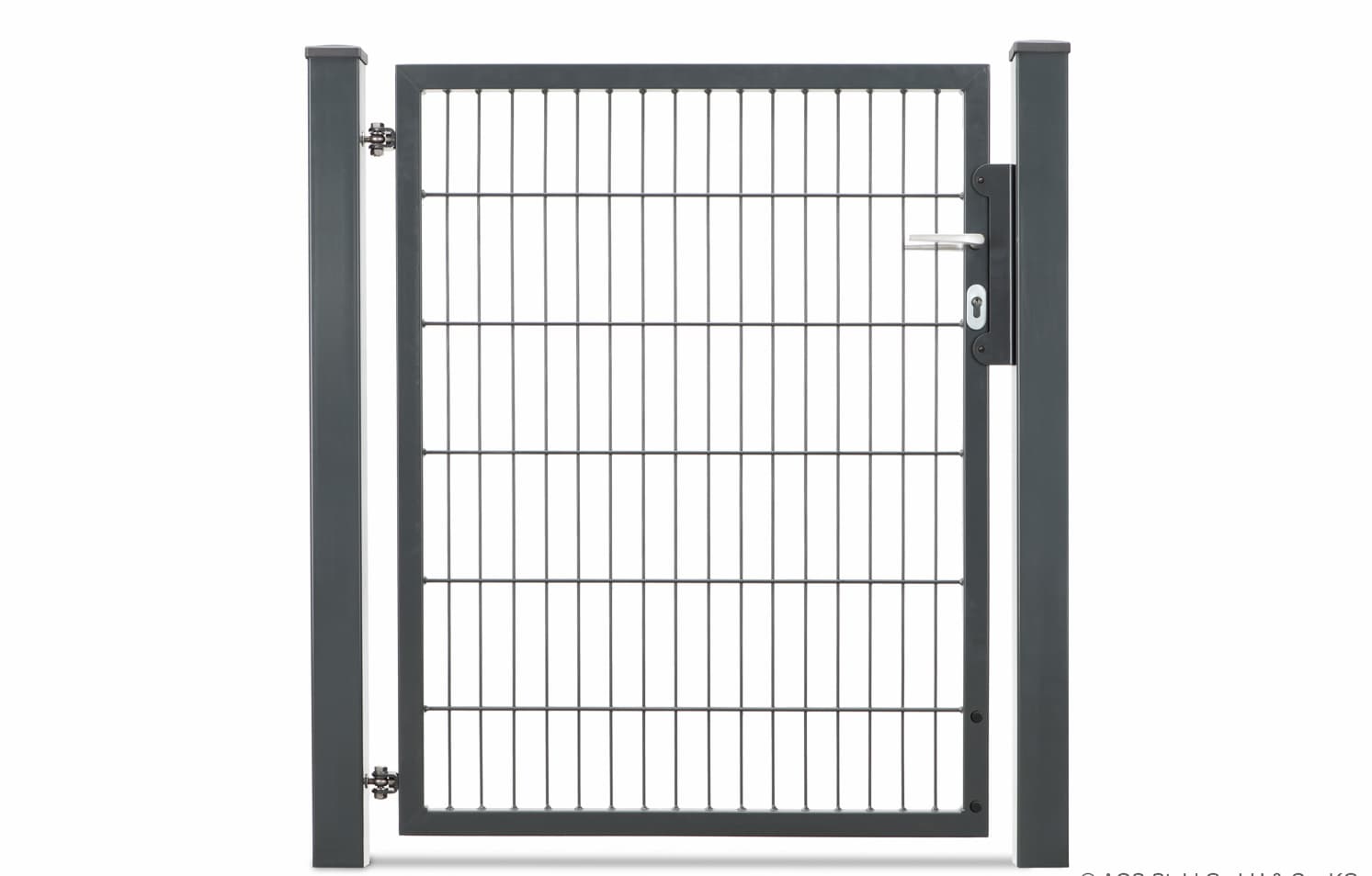 Tor, Vario Compact, H80xLW100cm anthrazit, Doppelstabmatten, Gittermattenzaun – Ansicht 7