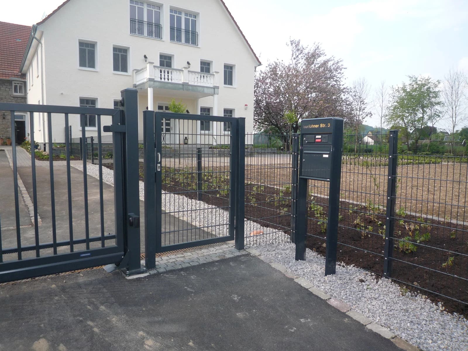 Doppelstabmatte 1030mm 55m Stabmattenzaun Gittermatte Doppelstab Schiebetor Tor — Gartentor / Schiebetor passend zum Doppelstabmattenzaun — feuerverzinkt + pulverbeschichtet, vom Hersteller