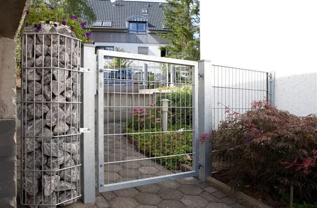 Compact H120xB180cm anthrazit Rohrrahmentor Doppelstabmattenzaun Drehflügeltor — Gartentor / Schiebetor passend zum Doppelstabmattenzaun — feuerverzinkt + pulverbeschichtet, vom Hersteller